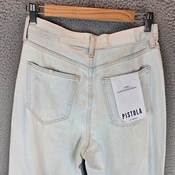 Pistola Cassie Super High Rise Straight Leg Jeans Sz 26x29.5 Super Distressed - Picture 9 of 16